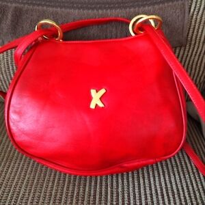 Red Leather Handbag By Palamo Picasso Made In Italy